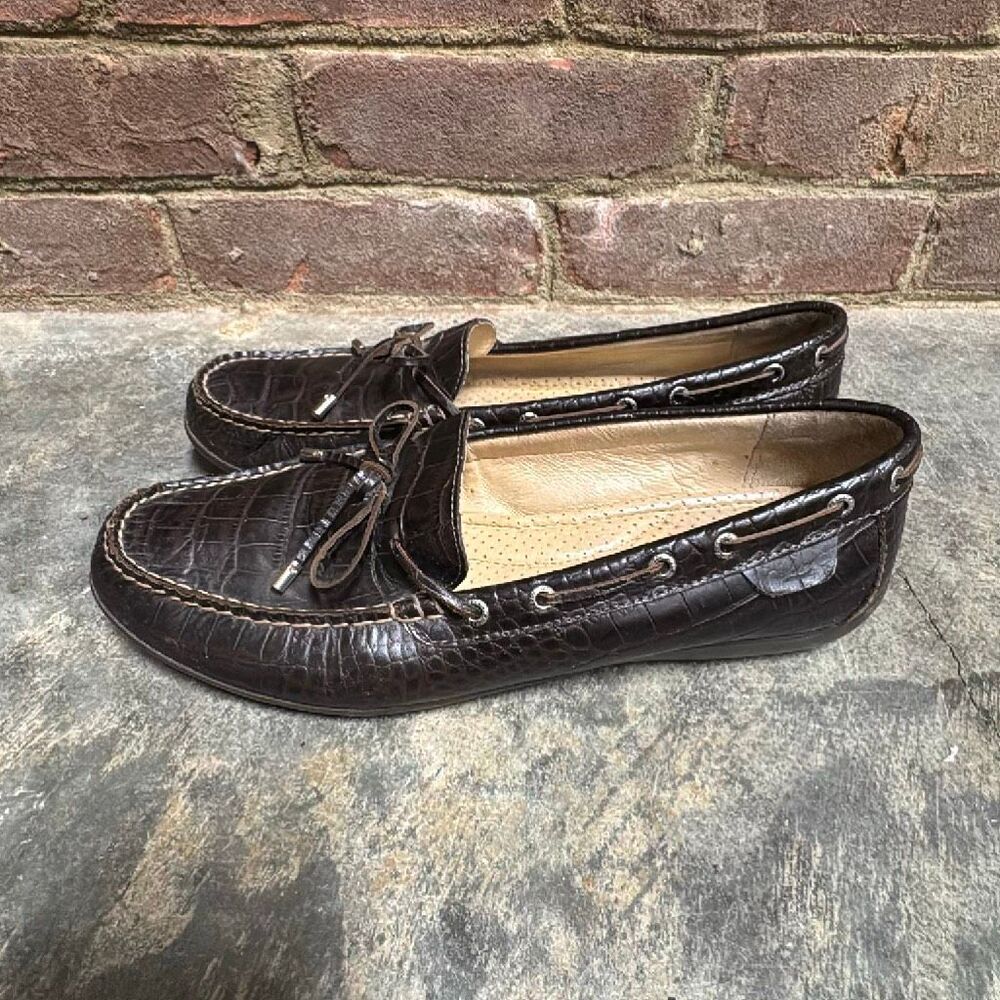 Sperry Top Sider Women’s Browm Embossed Leather Slip On Loafer Sz 9 - Picture 3 of 11